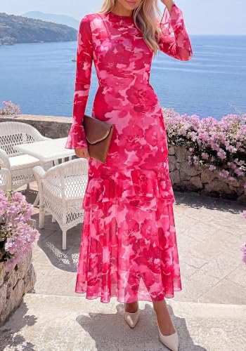 Image of BTFBM Elegant Wedding Guest Dress Long Sleeve Maxi Dresses for Women