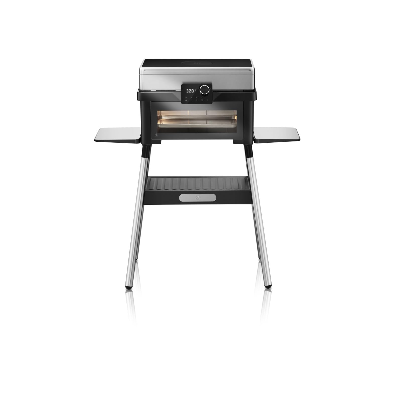 WMF Barbecue électrique Profi Plus Urban Master pour cuisine d'extérieur – Barbecue sur pied jusqu'à 340 °C, barbecue 2-en-1 sans gaz pour balcon avec four jusqu'à 200 °C