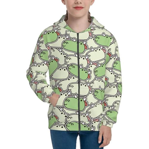 Cute Dragon Head Sticker Kid Hoodies Boys Zip Up Sweatshirts Girls Pullover with Pocket3