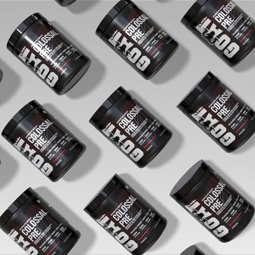 Image of Colossal Pre | PreWorkout Powder (Strawberry Kiwi 360gm 30 Servings) 200mg Caffeine 3.5g Beta-Alanine 3g Citrulline 1.5g Arginine 1g Creatine with Himalayan Pink Salt