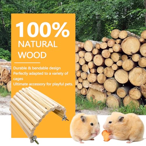 Image of 2Pcs Chinchilla Wood Ledge Hamster Wooden Flexible Platform Perch Climbing Toys Cage Accessories for Rat Mouse Sugar Glider Small Animal