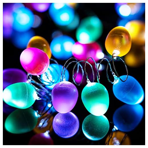 BOHON Easter Decorations Easter Egg Ornaments 10ft 30 LEDs Fairy Lights Battery Operated with Remote Multi Color String Lights for Outdoor Bedroom Party Holiday Home Spring Themed Tree Eggs Decor