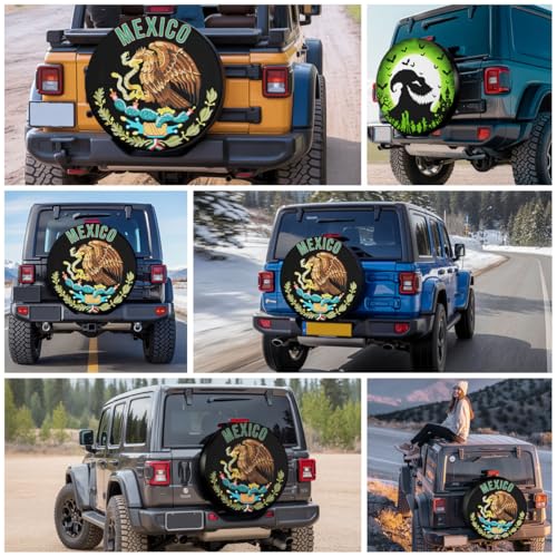 Image of GENANY Mexico and Eagle Father's Day PVC Spare Tire Cover for RV Trailer, Waterproof, Size 17 Fits 31-33 Inch