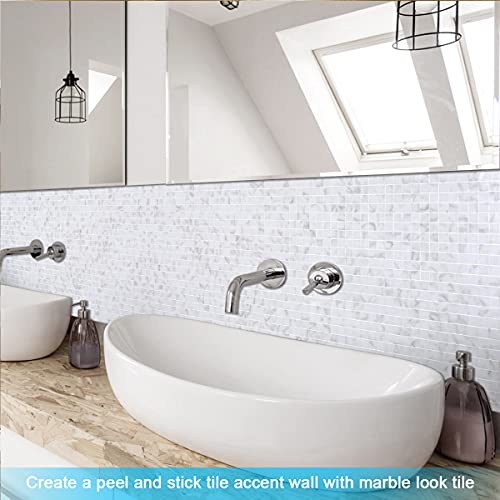 Benice Peel And Stick Backsplash Tile For Kitchen Rv Backsplash,Mosaic Tiles For Bathroom Peel And Stick Tile Shower Tile Waterproof(Carrara White 5Pcs) #TOP2