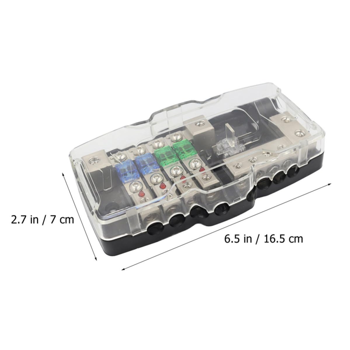 Verschmolzener Verteilerblock 2 in 4 out Sicherungshalter mit Roter Anzeige und Transparentem Kunststoffgehäuse für Boot und Camping Solarpanel