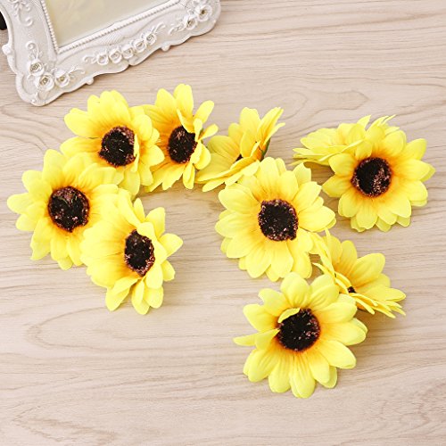 HELYZQ 10 peças, cabeça de girassol falsa, flor artificial, decoração de casa, casamento, floral