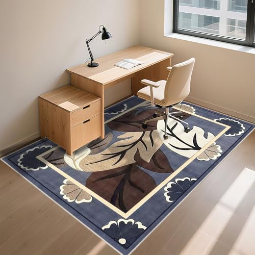Tapis protection sol lavable bleu avec impression marron moderne - 8
