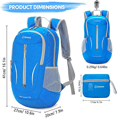 Image of ZOMAKE Ultra Lightweight Packable Backpack 25L - Foldable Hiking Backpacks Water Resistant Small Folding Daypack for Travel(Dark Blue)