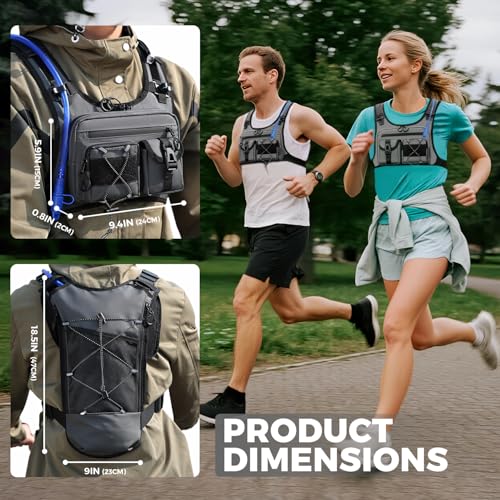 Image of Criuage USA Patent Running Hydration Vest Backpack, Lightweight Chest Pack with 2.0L Water Bladder Bag Daypack for Hiking Running Cycling Race Marathon for Women Men