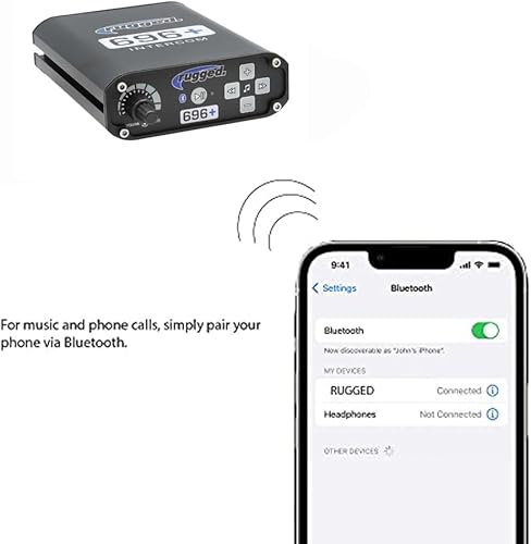 Miniatura 3 de Rugged Radios Intercomunicador de comunicaciones activadas por voz para automóvil RRP696 Plus con soporte de montaje y hardware, con Bluetooth para