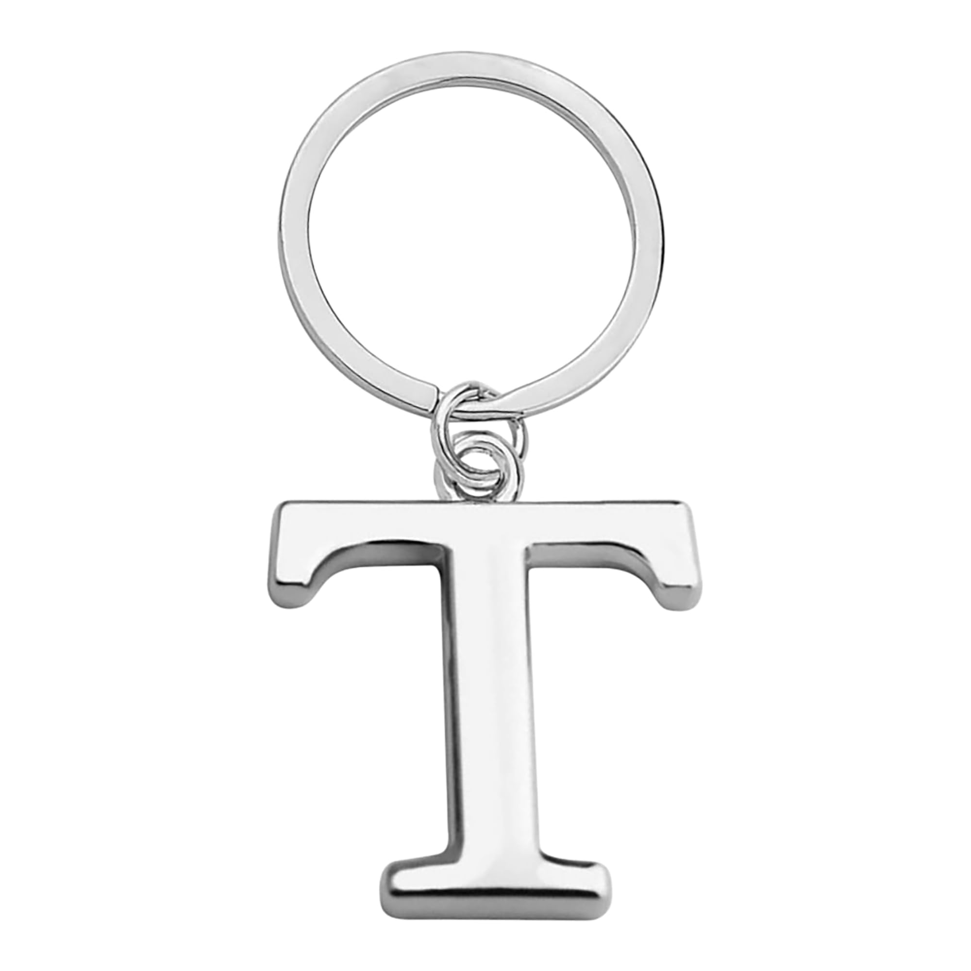 Rohans Keyring Letter - Initial Alphabet Key Ring Charm Silver and Gold (Silver, T)