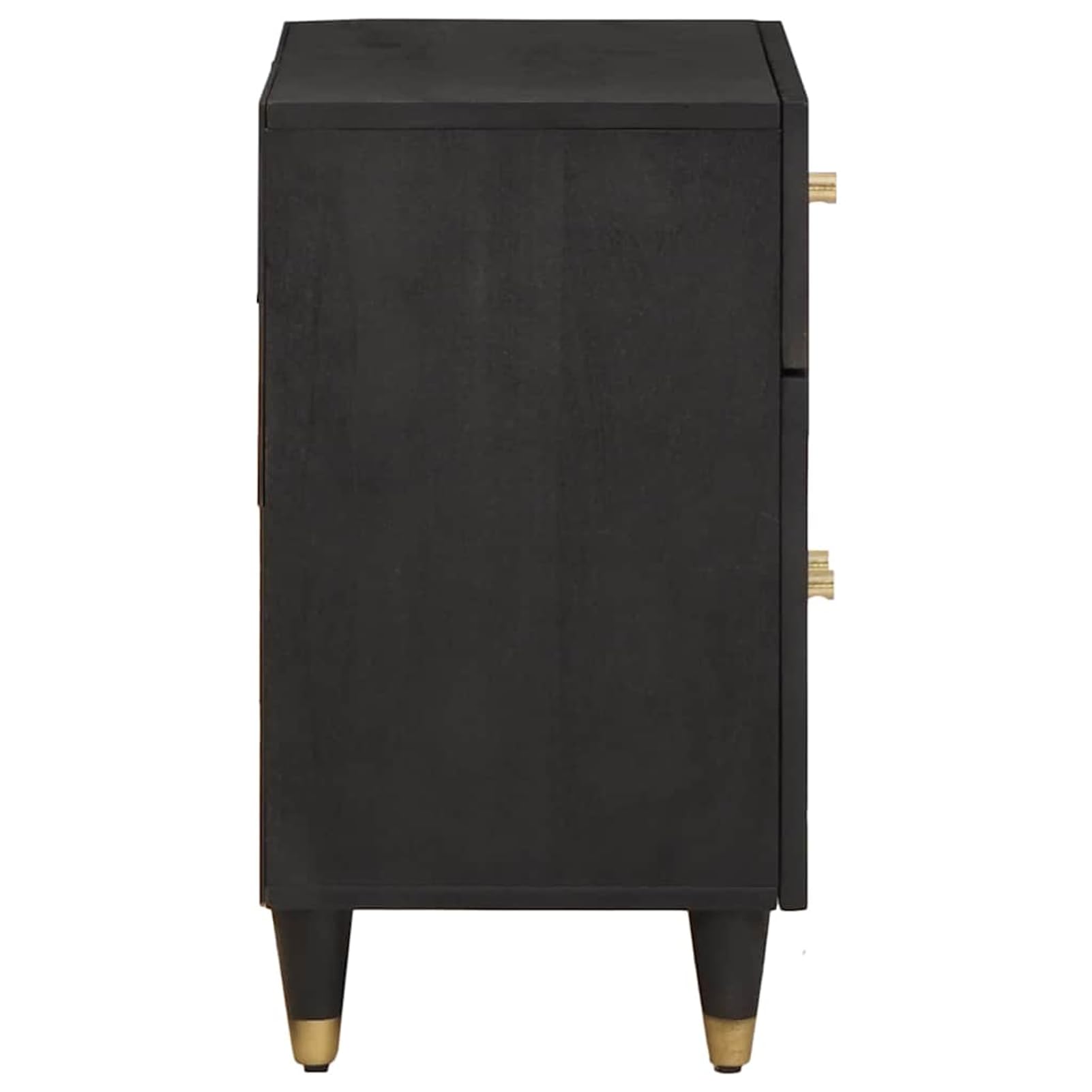 Homgoday Comodino con Porta Nero 50 x 33 x 60 cm Legno di Mango massello