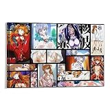 COjic Rei Ayanami Anime Girl Poster, Sexy Anime Art Print, Vibrant Earthy Tones, Wrapped Canvas, Bedroom Decor
