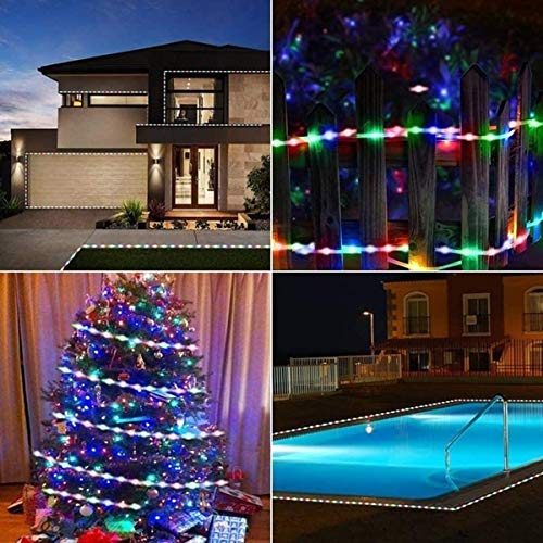 Amzstar Outdoor Solar Light Waterproof Led Strip Lights,16.4Ft 150Led Rope Lights 8 Mode Solar Powered Flexible Waterproof String Lights For Window Stairs Roof Patio Walkway Decor (Multicolor) #TOP2