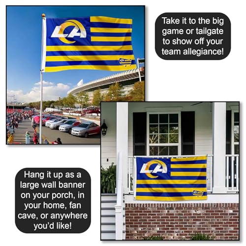 Drapeau Los Angeles Rams USA avec œillets renforcés et design rayures américaines - 4