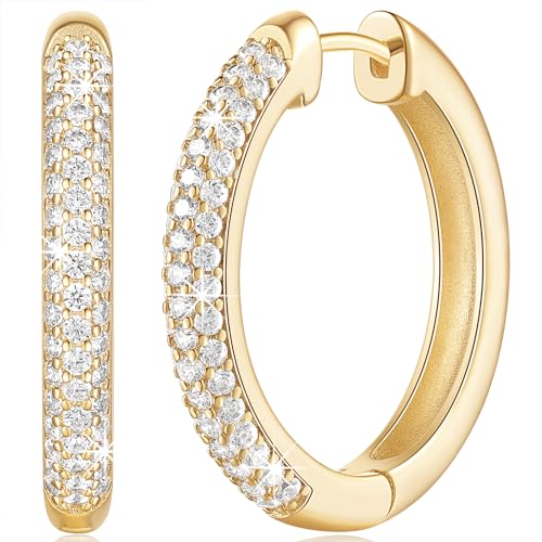 14K Gold Hoop Earrings for Women’s Hoop Earring Small Thick Hoops Earring Exquisite Diamond Hoops Earrings
