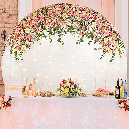 Wenmer Floral Round Backdrop Cover, 6.5X6.5Ft Wedding Round Backdrop Cover, Rose Flower Round Backdrop, Polyester Round Background For Valentine's Day Mother’s Day Baby Shower Bridal Birthday #TOP6