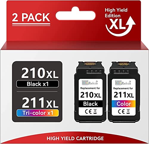 Raleza Compatible PG-210XL PG 210 XL CL-211XL CL 211 XL High Yield Ink Cartridge Replacement for Canon PIXMA iP2700 MP230 MP240 MX320 MX350 Printer (Black and Tri-Color, 2 Pack)