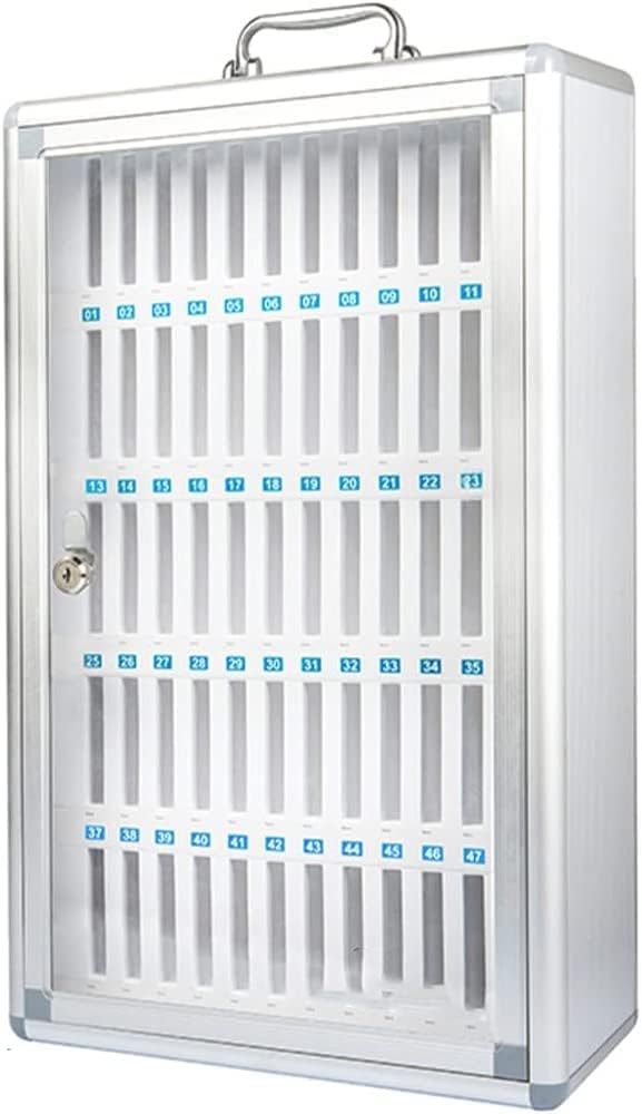 Wall-Mounted Mobile Phone Storage Cabinet - 60 Slots Aluminum Alloy Clear Locker Box with Handle & Security Lock for Organized Cell Phone Storage