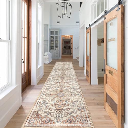 Pauwer Boho Hallway Runner Rug 2x10 Washable Entryway Area Rugs Non Slip Farmhouse Vintage Floor Mat Carpet Runner for Hallways Laundry Room Kitchen Bathroom Bedroom