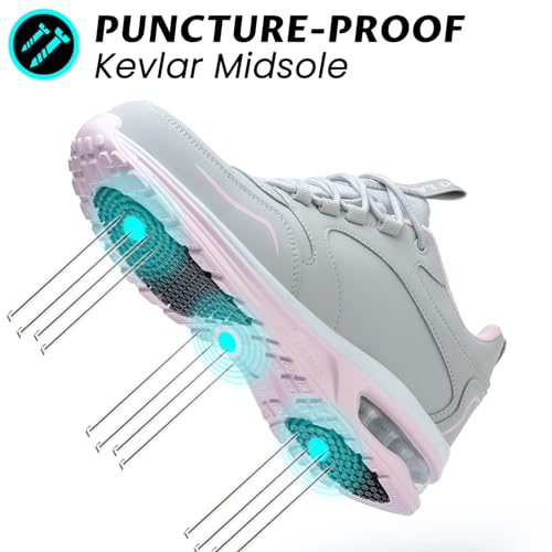 Image of LANSNBO Waterproof Steel Toe Shoes for Women Non Slip Sneakers | Work safety protection, puncture proof sole, comfortable lightweight, for industrial construction food service jobs