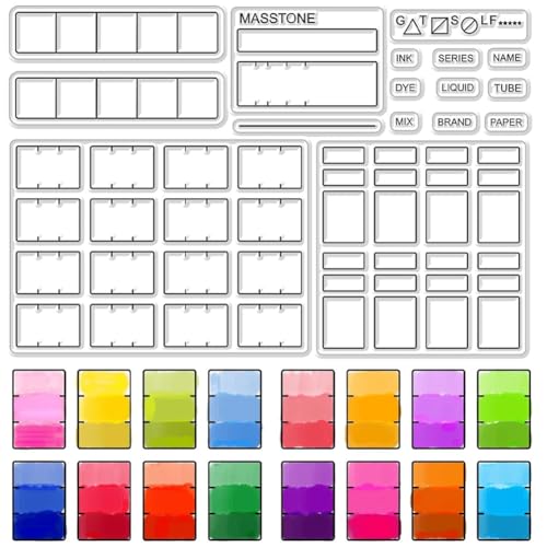 CRASPIRE Large Watercolor Grid Clear Stamp Color Palette Tartan Transparent Stamps Decorative Background Silicone Rubber Stamps for DIY Scrapbooking Card Photo Card Album Embossing Craft 5.8x8.3 inch