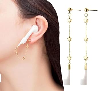 Gold Mini Star Earbuds Earrings Anti Lost Earring Strap for Headset Anti Lost Strap for Earphone, Wireless Earhooks Earbuds Earphone Holder Connector