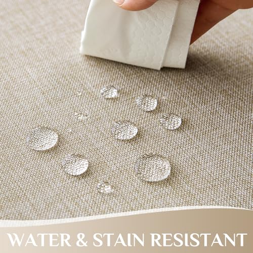 Softalker Cream Table Cloth Rectangular 140x200 cm Faux Linen Wipeable Tablecloths Water Resistant Dining Table Cover Elegant for Coffee Outdoor Party Spring Garden Kitchen Small Tabletop Decoration - Image 3