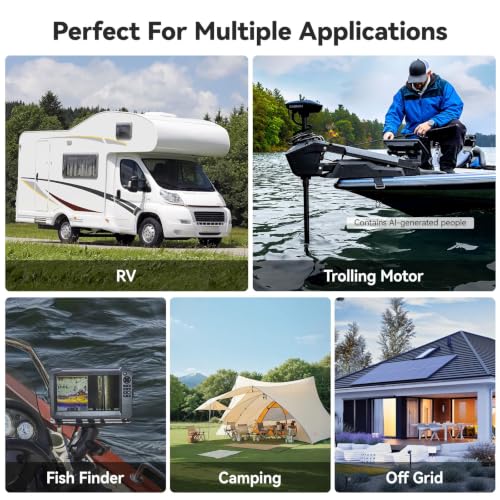 Image of Power Queen 12V 100Ah LiFePO4 Battery, Group 31 Lithium Battery with 1280Wh Energy and BMS Protection, Up to 15000 Deep Cycles for RV Trailer, Solar Off-Grid, Marine