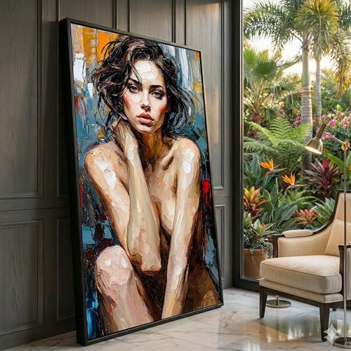 Toile portrait de femme au style peinture artistique raffinée pour décoration haut de gamme