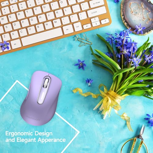 Image of memzuoix 2.4G Wireless Mouse, 1400 DPI Computer Mice with USB Receiver, Portable Wireless USB Mouse Battery Powered Cordless Mice for Laptop, PC, Desktop, 5 Buttons (Lilac)