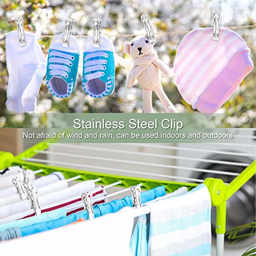 Peomev 03071511 40Pcs Stainless Steel Clothes Pins - Beach Towel Clips To Keep Your Towels, Clothes, Blanket From Blowing Away Or Sliding Down, Heavy Duty Metal Clips thumb #1