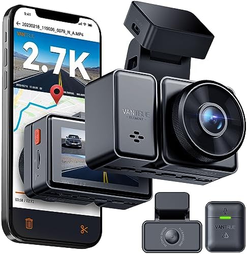 Vantrue E2 2.7K + 2.7K Dash Cam Front and Rear, Dual STARVIS Dashcam
