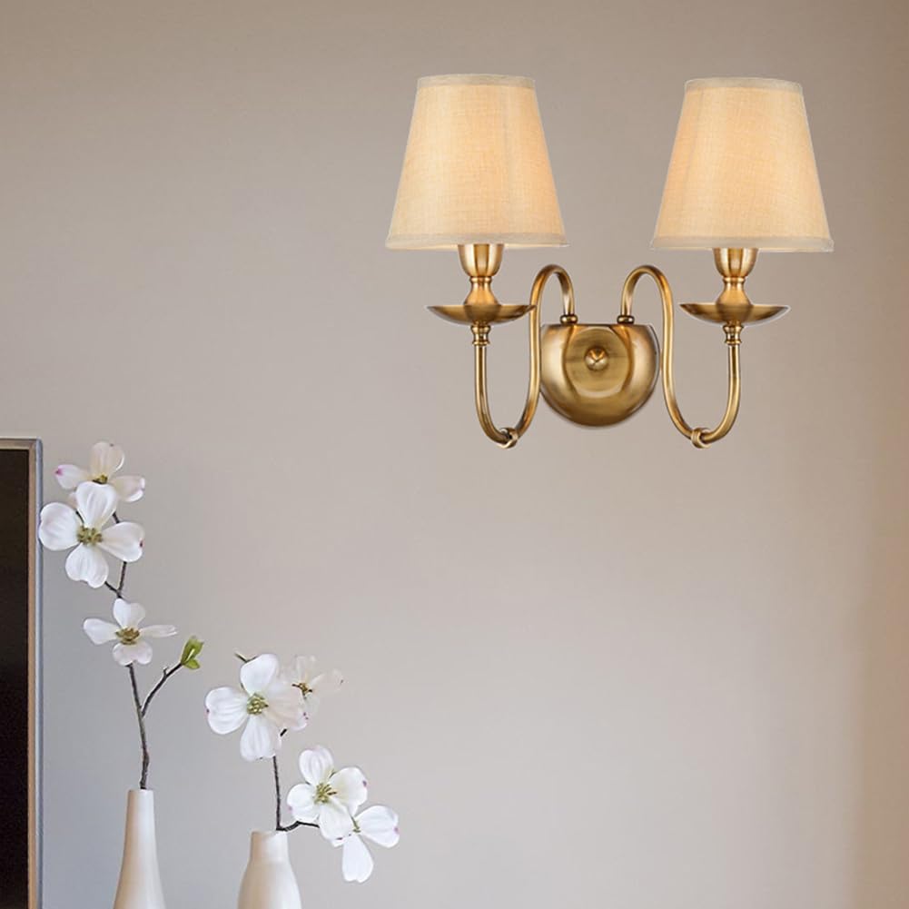 Applique da parete Da WENSENY luce a muro Applique elegante colore bianco paralume tessuto a pieghe in stile barocco classico 2-bulbs E14 2x60W 230V