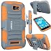 ASHIELD Ultra Shock&Drop-Proof Army-Grade Protective Hard Rugged Hybrid Slim Defender Case and Holster for For Alcatel OneTouch Icon Pop/ Alcatel One Touch Fierce 2 7040T /T Mobile /MetroPCS, POP ICON A564C /Straight Talk /TracFone (Black)- Extremly Dual layer Case with 360 Degrees Swivel Ring Kickstand and Rugged Holster (Orange+Gray)