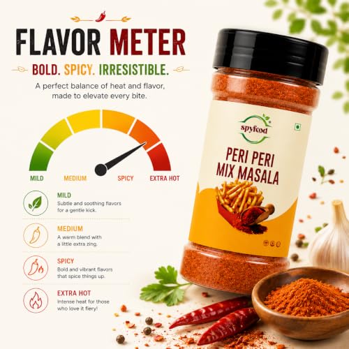Image of SPYFOOD Peri Peri Masala 70g | Premium Peri Peri Seasoning | Spicy & Tangy Masala for French Fries, Pizza, Pasta, Popcorn, Burgers & Snacks | No Artificial Colors