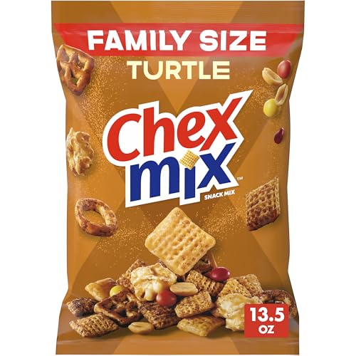 Chex Mix Turtle Snack Mix, Indulgent Snacks, Family Size, 13.5 oz