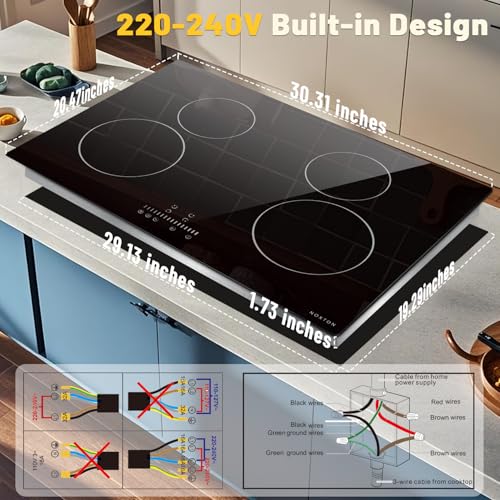 Image of Noxton 30 inch Induction Cooktop, 7200W Induction Stovetop 4 BOOST Burners
