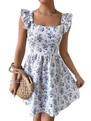 SweatyRocks Boho Kleid Damen Hochzeitskleid Blumenkleid Sommer Strandkleid A Linie Minikleid Sommerkleid Hochzeitsgast Rückenfreie Kleider Sommer...