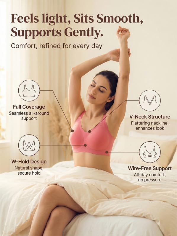 Image of Tweens Cotton Padded Bonded Bra for Women | Full Coverage Wire-Free Bra | Seamless No-Dig Comfort | Breathable Cotton | Elastic-Free Bottom Band & Side Wings | Pack of 1|