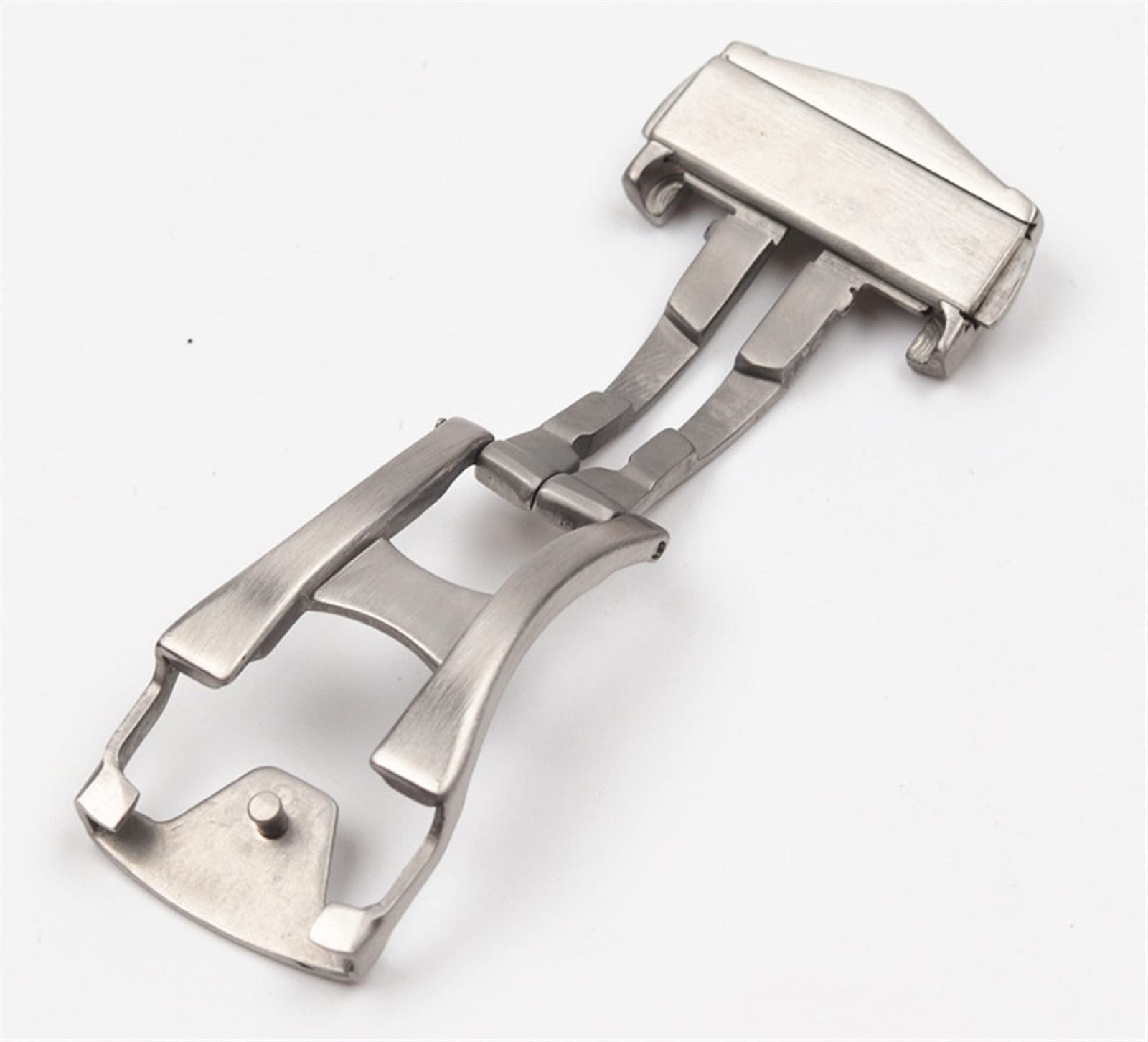 Cinturino per orologio in acciaio inox massiccio, con fibbia deployante a farfalla, 18 mm, per fibbia omega argento