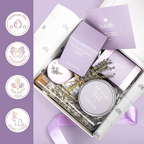 Birthday Gift for Women Lavender Gift Set Box - Dutch Flower Fields Inspired Candle Gift for Her Coworker Christmas Gift Idea - Spa Gift for Friend Mom Wife Girlfriend Gift - Image 5