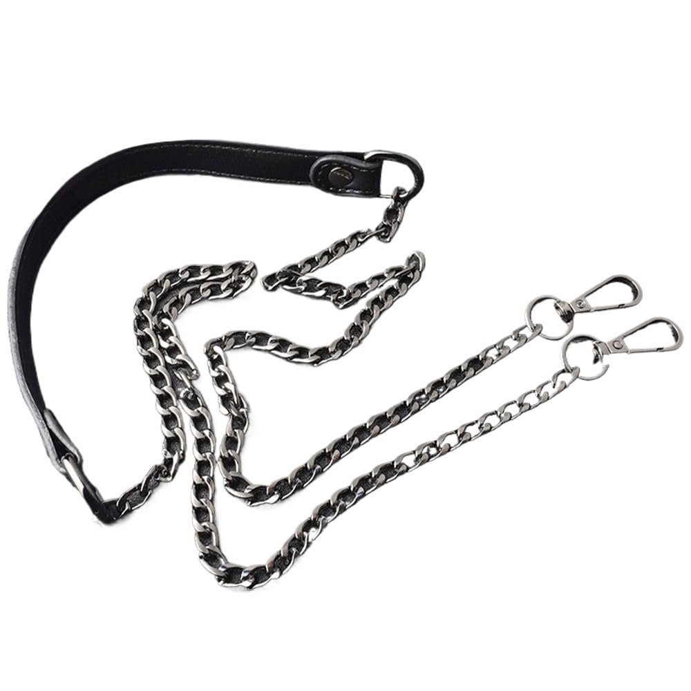 HUYGB Handbag Chain 120cm Metal Bag Chain Replacement PU Leather Bags Straps For DIY Handbag Handles Shoulder Straps Accessories Bags Handles Bag Chain(Black)