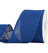 MEEDEE Royal Blue Burlap Ribbon 2.5 Inch Natural Jute Burlap Ribbon Jute Ribbon Colored Burlap Ri...