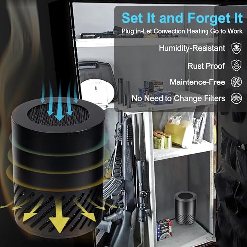 Image of Gun Safe Dehumidifier Electric, Dehumidifier for Gun Safe Dryer, Plug in Gun Safe Heater, 360 Heating Circular Air with Built-in Fan