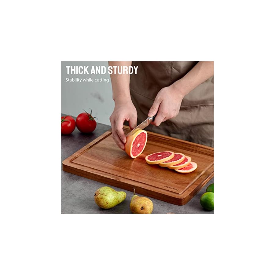 Cutting-Boards-165x13-Large-Acacia-Wooden-Cutting-Boards-for-Kitchen-Edge-Grain-Reversible-Wood-Chopping-Board-with-Juice-Groove-and-Handles-Pre-Oiled-Carving-Tray-for-Meat-Cheese Cutting Boards, 16.5x13 Large Acacia Wooden Cutting Boards for Kitchen, Edge Grain Reversible Wood Chopping Board with Juice Groove and Handles, Pre-Oiled Carving Tray for Meat & Cheese