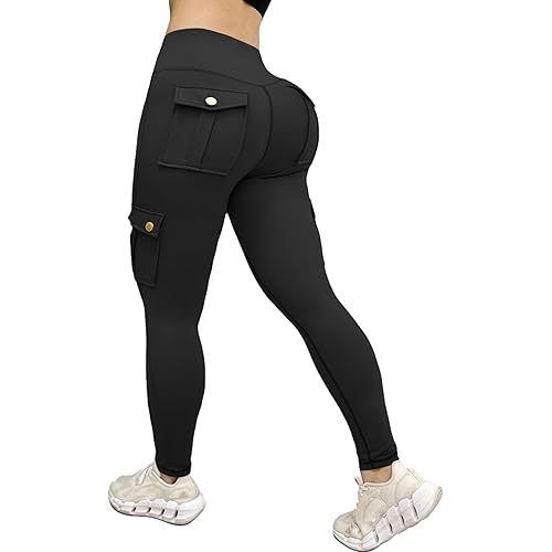 Scrunch Butt Cargo Leggings with Pockets Workout Leggings for Women Yoga Gym Pants