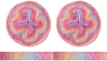 Set of 2, Gradient Yarn, Variegated Type, Colorful, Mohair, Rainbow Yarn, DIY Hand Knitting Yarn, Soft Yarn, For Knitting Sweaters, Approx. 656 ft 200 m*2 A