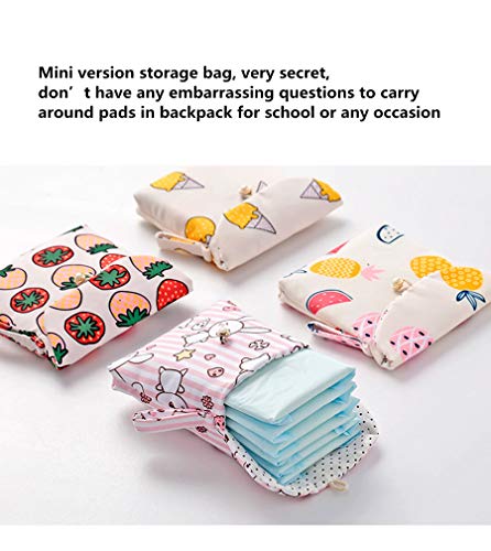 4 Pcs Cute Cotton Sanitary Napkins Bag, Menstrual Cup Pouch, Nursing Pad Holder, 5.1 X 5.1 Inch Washable Organizer, Multifunction Purse For Girls Women (B) #TOP1