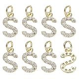 M METERXITY 8 Letras De Estrás Completas, 2.5mm Letras Deslizantes Alfabeto S Para Hacer Pulseras/Collares/Brazaletes Con Nombre O ID/Colgantes De Joyería [Dorado]